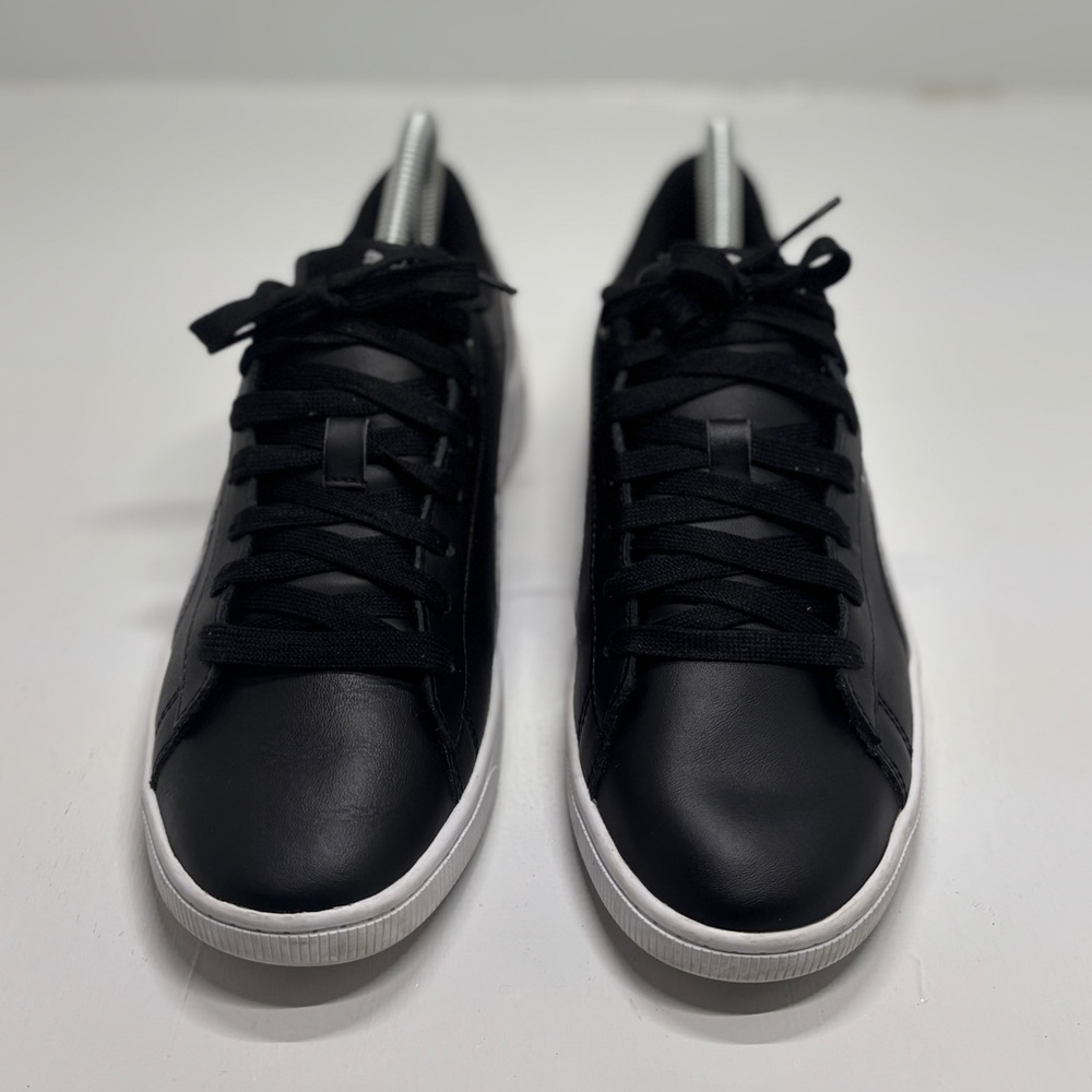 Puma Black Leather Sneakers Women’s 7.5 Classic Low Top White Sole Casual Shoes - Picture 4 of 13